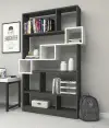 Andree Bookcase with Accent Shelves - Anthracite & White