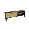 Oslo TV Stand with Cabinet and Shelves - Black Marble Effect & Oak