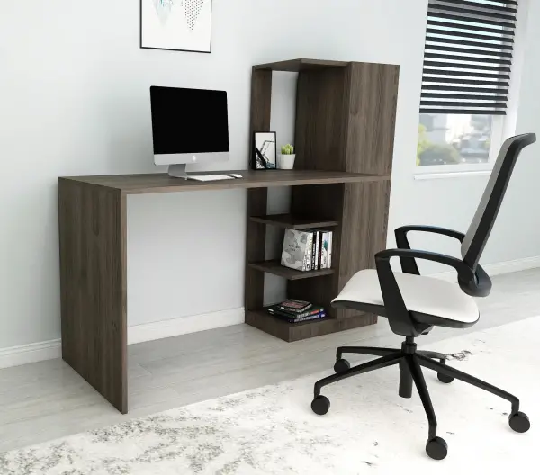 Severus Computer Desk with Shelves - Walnut