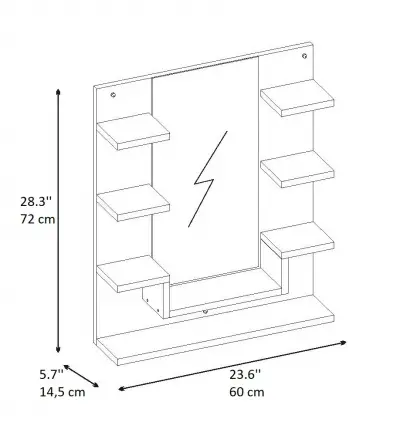 Passion Whatnot Etajer Shelf with Mirror - White