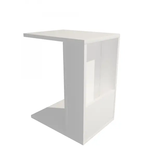 Charles Side End Table with Storage Shelf - White