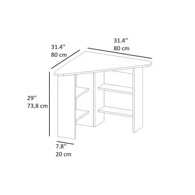 Gredos Computer Desk with Shelves - White