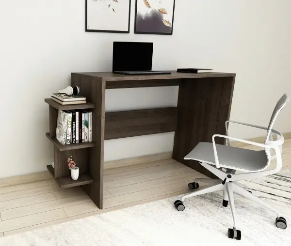 Vispo Computer Desk with Shelves - Walnut