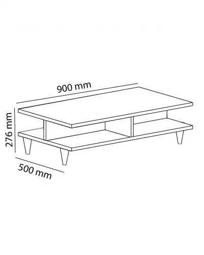 Verena Coffee Table with Storage Shelves - White & Sapphire Oak