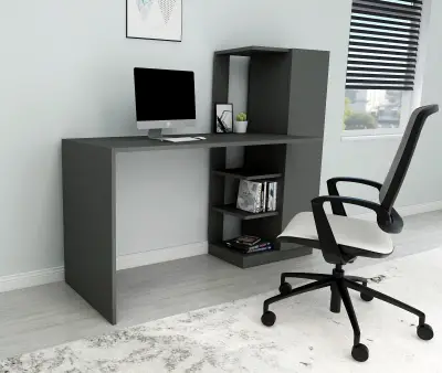 Severus Computer Desk with Shelves - Anthracite