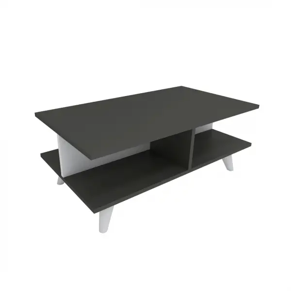 Verena Coffee Table with Storage Shelves - Anthracite & White