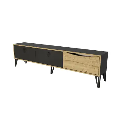 Twiks TV Stand with Cabinets - Black & Oak