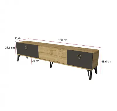 Holly TV Stand with Cabinets - Oak & Anthracite