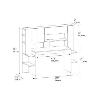 Pedro Computer Desk with Cabinets and Shelves - White & Walnut