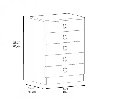 Hortus Dresser with Drawers - Oak & Gold