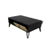 DISCONTINUED - Oslo Coffee Table with Storage Shelf and Metal Legs - Black Marble Effect & Oak