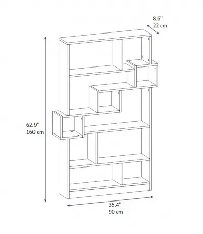 Andree Bookcase with Accent Shelves - White & Walnut