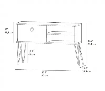 Fiore Dresuar Console Table with Cabinet and Metal Legs - Black Marble Effect & Oak