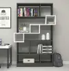 Andree Bookcase with Accent Shelves - Anthracite & White