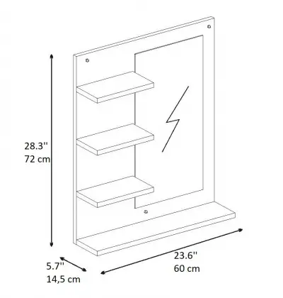 Tamina Whatnot Etajer Shelf with Mirror - White