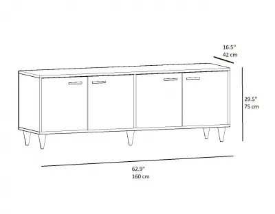 Crystal Sideboard with Cabinets - Oak & Black Band