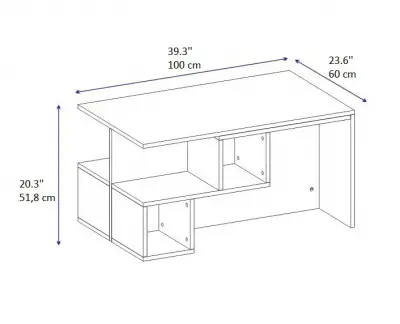 Floro Coffee Table with Storage Shelves - White & Walnut