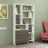 Julian Bookcase with Cabinets and Shelves - White & Walnut