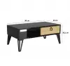 DISCONTINUED - Oslo Coffee Table with Storage Shelf and Metal Legs - Black Marble Effect & Oak