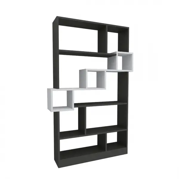 Andree Bookcase with Accent Shelves - Anthracite & White