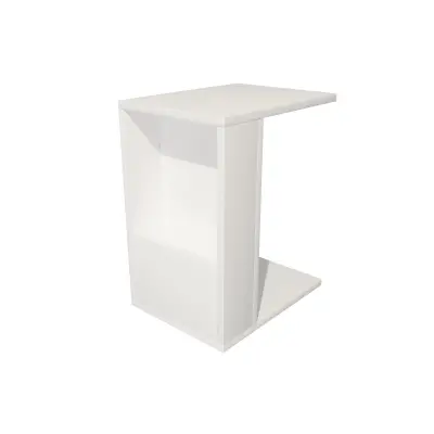 Charles Side End Table with Storage Shelf - White