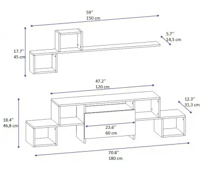 Perle TV Stand and Entertainment Center - White & Walnut