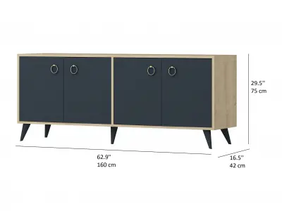 Ariana Sideboard with Cabinets - Anthracite & Oak