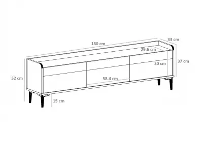 Kara TV Stand with Cabinets - Black Marble Effect & Oak