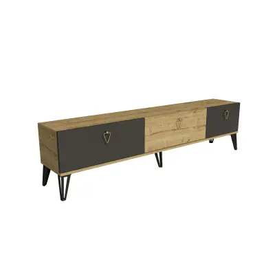 Holly TV Stand with Cabinets - Oak & Anthracite