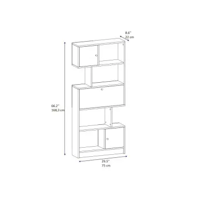 Ricardo Bookcase with Cabinets and Shelves - White & Walnut