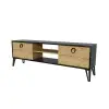 Tonbo TV Stand and Media Console - Black Marble Effect & Oak