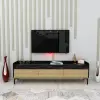 Kara TV Stand with Cabinets - Black Marble Effect & Oak