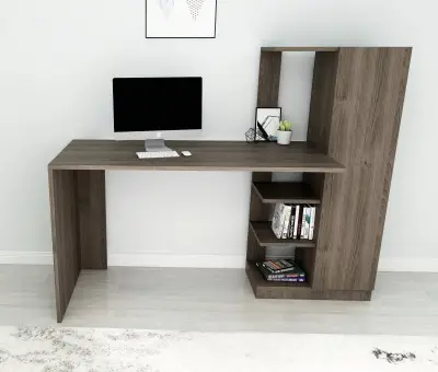 Severus Computer Desk with Shelves - Walnut