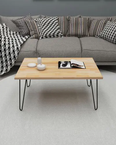 Century Metal Wood Coffee Table - Natural & Black