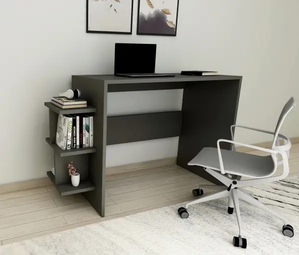 Vispo Computer Desk with Shelves - Anthracite