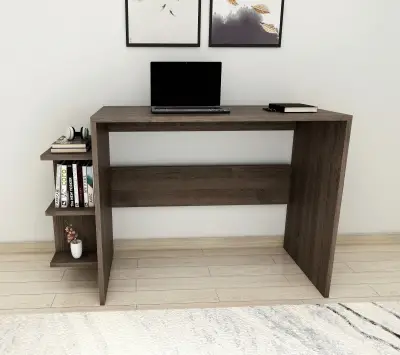 Vispo Computer Desk with Shelves - Walnut