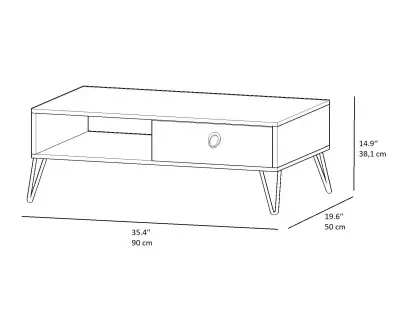 DISCONTINUED - Oslo Coffee Table with Storage Shelf and Metal Legs - Black Marble Effect & Oak