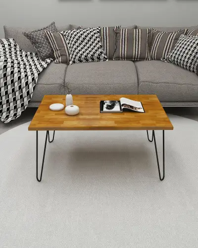 Century Metal Wood Coffee Table - Oak & Black