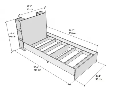 Acropoli Bedstead Bed Frame with Storage Shelves - White