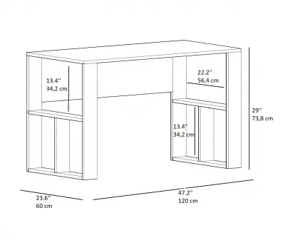 Ocean Computer Desk with Shelves - White & Sapphire Oak