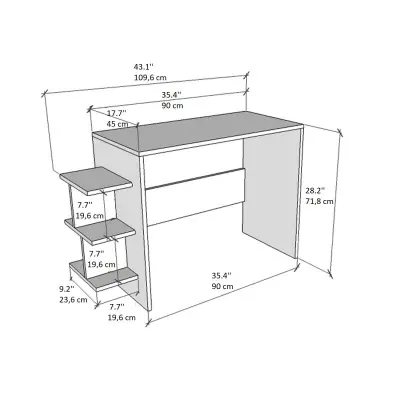 Vispo Computer Desk with Shelves - Sapphire Oak