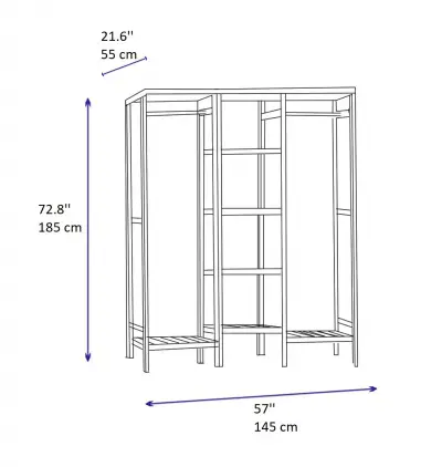 Action 55 Solid Wood Open Wardrobe