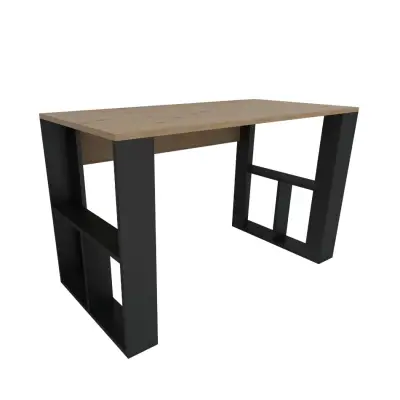 Ocean Computer Desk with Shelves - Oak & Black