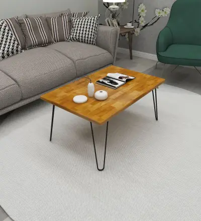 Century Metal Wood Coffee Table - Oak & Black