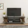 Whalen TV Stand with Open Shelves - Anthracite & Light Walnut