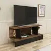 Dustin TV Stand with Shelves - Light Walnut & Black