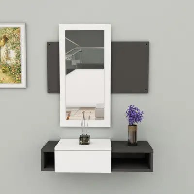 Tina Dresuar with Drawer and Mirror - White & Anthracite