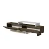 Ivano TV Stand and Media Console with Cabinets and Shelves - White & Walnut