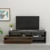 Mercury Adjustable TV Stand with Shelves - Light Walnut & Anthracite