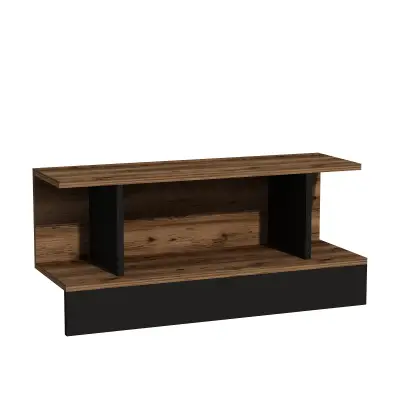 Dustin TV Stand with Shelves - Light Walnut & Black